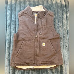 Women’s Carhartt Brown Vest with Sherpa Lining - Medium